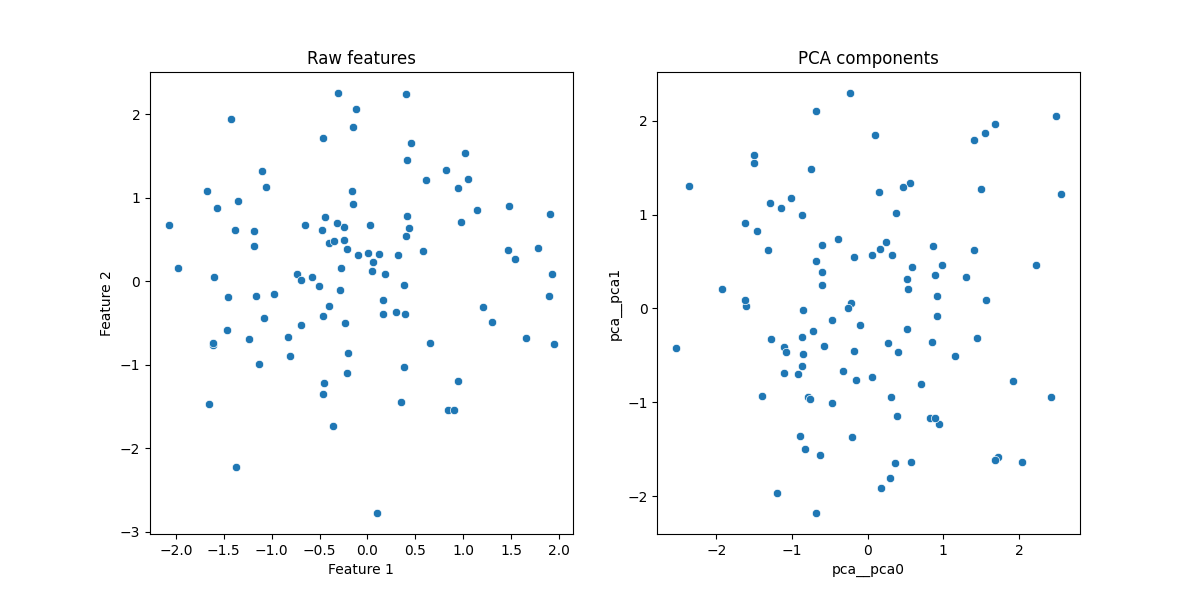 Raw features, PCA components